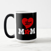 Mom elegant black & white cute red heart magische mok (Links)