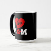 Mom elegant black & white cute red heart magische mok (Voorkant links)