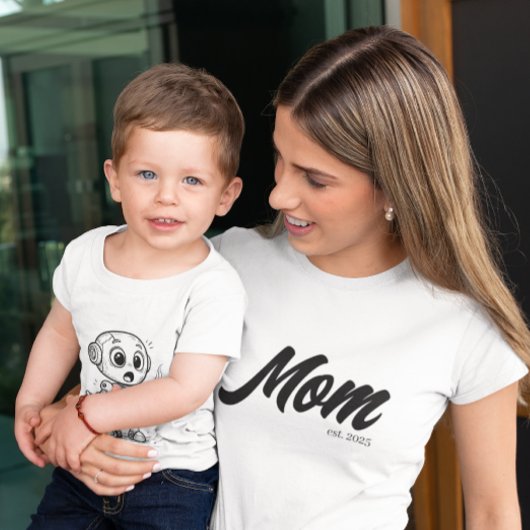 Mom Est. Black Script | Custom T-shirt