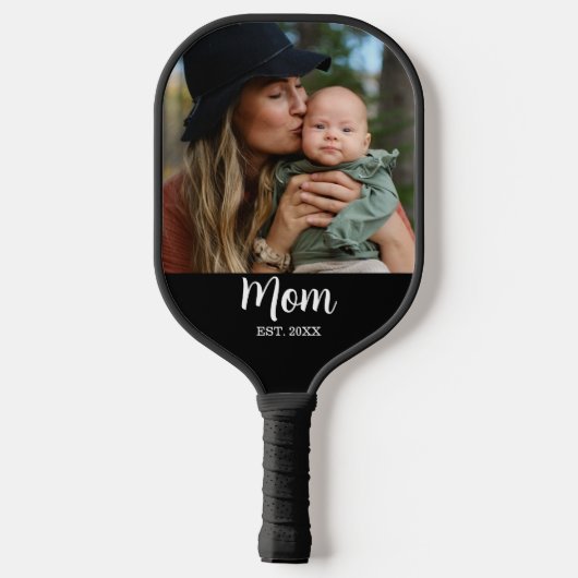 Mom Est. Script Photo  Pickleball Paddle (Achterkant)