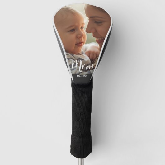 Mom Est. year Modern Bold Script Golf Head Cover (Voorkant)