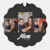 Mom Established Black 3 Photos Ornament Kaart (Voorkant)