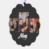 Mom Established Black 3 Photos Ornament Kaart (Links)