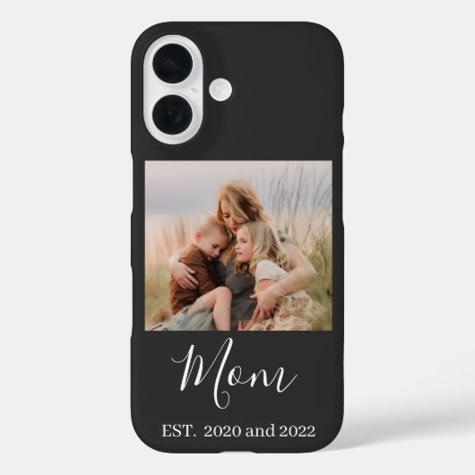 Mom Established Black Elegant Photo Script Case-Mate iPhone Case (Achterkant)