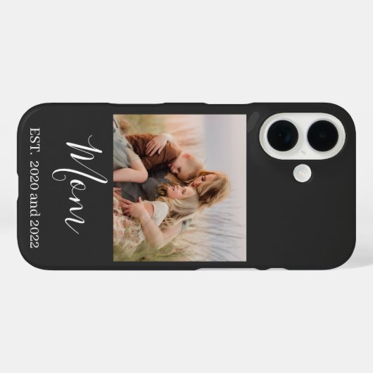 Mom Established Black Elegant Photo Script Case-Mate iPhone Case (Achterkant (horizontaal))