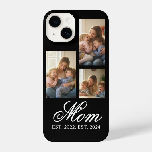 Mom Established Black Elegant Script 3 Photo iPhone Hoesje (Achterkant)