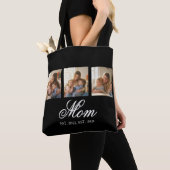 Mom Established Black Elegant Script 3 Photo Tote Bag (Dichtbij)