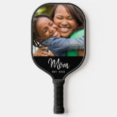Mom Established Black Fun Modern Script Photo  Pickleball Paddle (Voorkant)