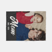 Mom Established Black Groovy Script Photo Fleece Deken (Voorkant (Horizontaal))