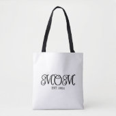 Mom Established Black Modern Minimalist Script Tote Bag (Voorkant)