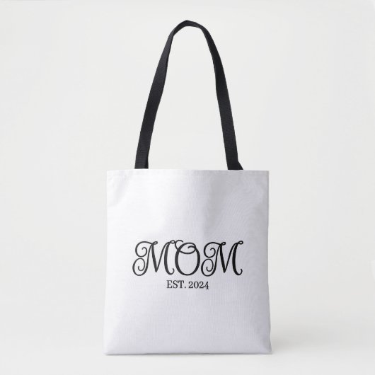 Mom Established Black Modern Minimalist Script Tote Bag (Voorkant)