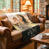 Mom Established Black Modern Script Photo Fleece Deken