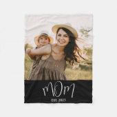 Mom Established Black Modern Script Photo Fleece Deken (Voorkant)