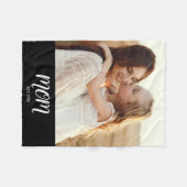 Mom Established Black Modern Script Photo Fleece Deken (Voorkant (Horizontaal))