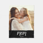Mom Established Black Modern Script Photo Fleece Deken (Voorkant)