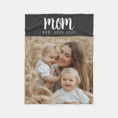 Mom Established Black Modern Script Photo Fleece Deken (Voorkant)
