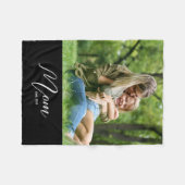 Mom Established Black Modern Script Photo Fleece Deken (Voorkant (Horizontaal))