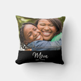 Mom Established Black Modern Script Photo Kussen