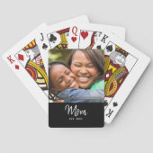 Mom Established Black Modern Script Photo  Pokerkaarten (Achterkant)