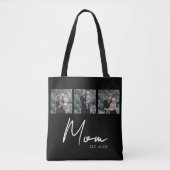 Mom Established Black Modern Script Photo Tote Bag (Voorkant)