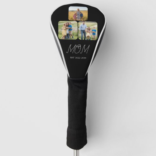 Mom Established Black Script 3 Photo Golfheadcover (Voorkant)