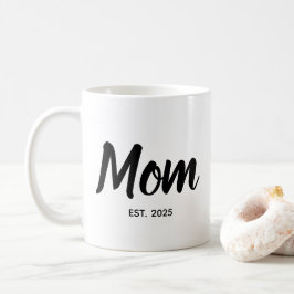 Mom Established Black Script Custom Year Koffiemok