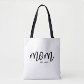 Mom Established Black Script Mother's Tote Bag (Voorkant)