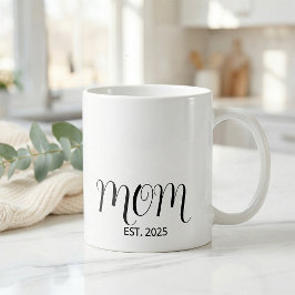 Mom Established Black Script New Mom Gift  Koffiemok