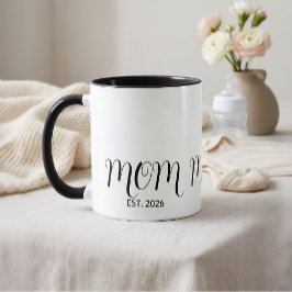 Mom Established Black Script New Mom Gift  Mok