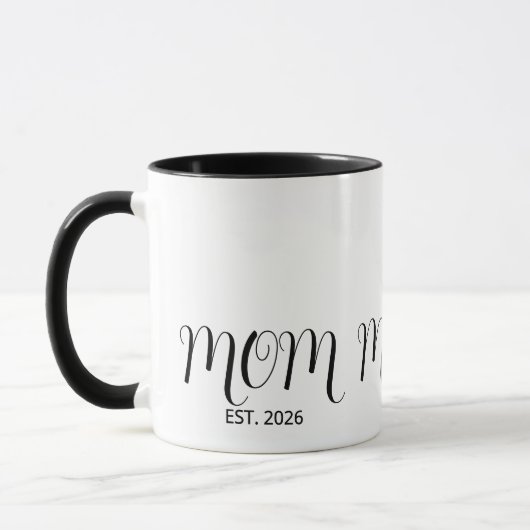 Mom Established Black Script New Mom Gift  Mok (Links)