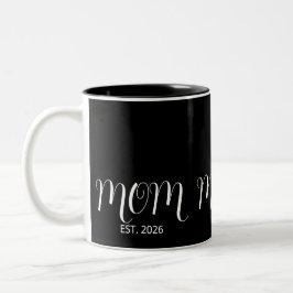 Mom Established Black Script New Mom Gift  Tweekleurige Koffiemok