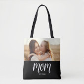 Mom Established Black Script Photo Tote Bag (Voorkant)
