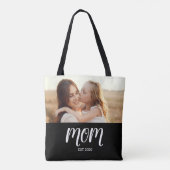 Mom Established Black Script Photo Tote Bag (Achterkant)
