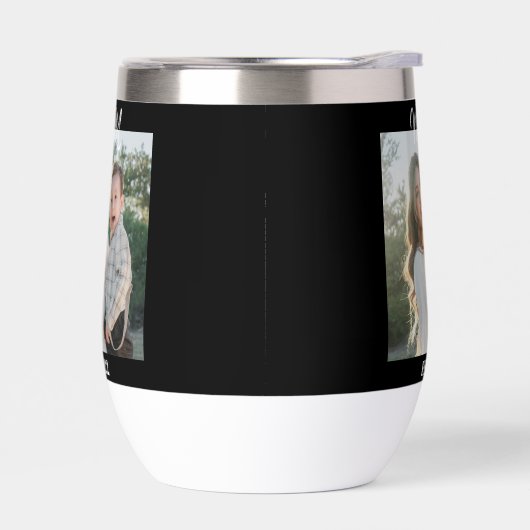 Mom Established, Black Script, Photo Wine Tumbler (Links)