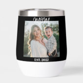 Mom Established, Black Script, Photo Wine Tumbler (Achterkant)