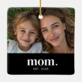  Mom Established Black White Modern Photo  Keramisch Ornament (Achterkant)