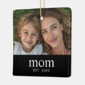  Mom Established Black White Modern Photo  Keramisch Ornament (Links)