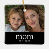  Mom Established Black White Modern Photo  Keramisch Ornament (Voorkant)