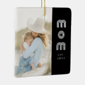 Mom Established Black White Retro Script Photo  Keramisch Ornament (Rechts)