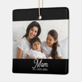 Mom Established Black White Script Photo Ceramic O Keramisch Ornament (Links)