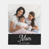 Mom Established Black White Script Photo Fleece Deken (Voorkant)