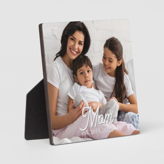 Mom Established Black White Script Photo Fotoplaat (Voorkant)