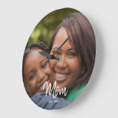 Mom Established Black White Script Photo Grote Klok (Hoek)