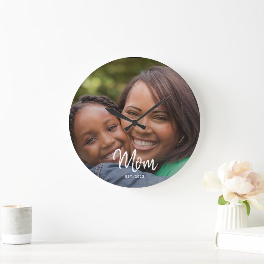 Mom Established Black White Script Photo Grote Klok (Huis)