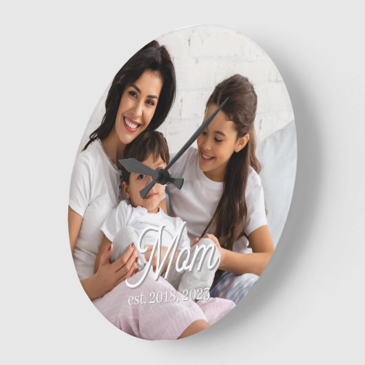 Mom Established Black White Script Photo Grote Klok (Hoek)