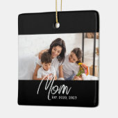 Mom Established Black White Script Photo  Keramisch Ornament (Links)