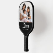 Mom Established Black White Script Photo Pickleball Paddle (Links)