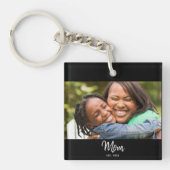 Mom Established Black White Script Photo Sleutelhanger (Voorkant)