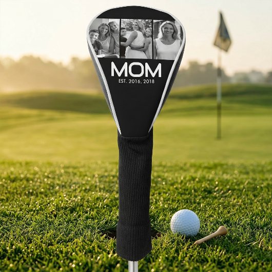 Mom Established Bold Black 3 Photo Golfheadcover