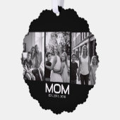 Mom Established Bold Black 3 Photo Ornament Kaart (Links)